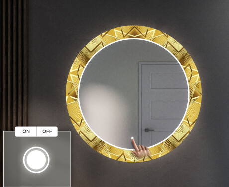 Backlit Decorative Mirror Led For The Hallway - Gold Triangles #3