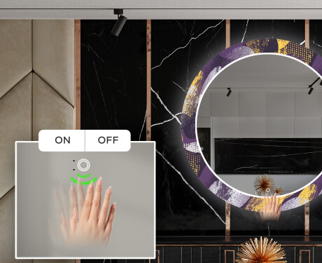 Round Backlit Decorative Mirror LED For The Dining Room - Round Stamp #4