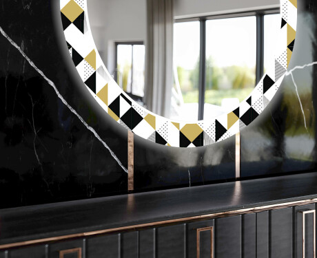 Round Backlit Decorative Mirror LED For The Dining Room - Geometric Patterns #9