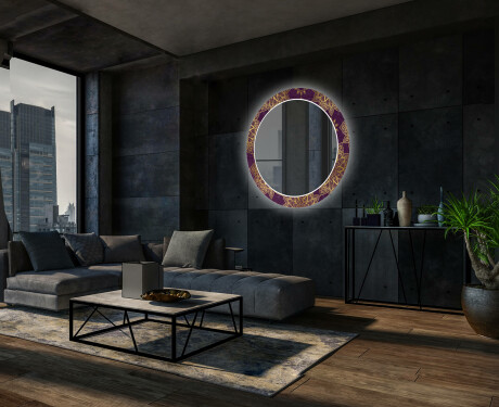 Round Backlit Decorative Mirror LED For The Living Room - Gold Mandala #10