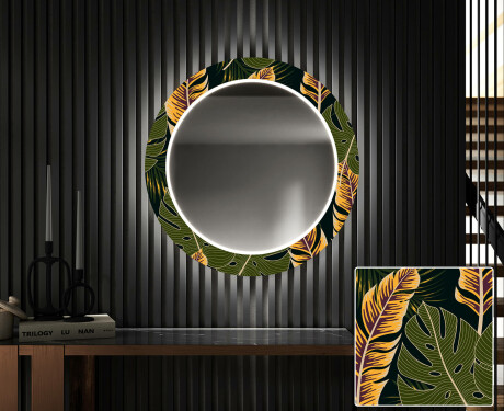 Backlit Decorative Mirror Led For The Hallway - Botanical Flowers