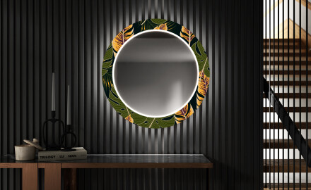 Backlit Decorative Mirror Led For The Hallway - Botanical Flowers