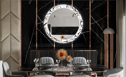 Round Backlit Decorative Mirror LED For The Dining Room - Chamomile