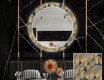 Round Backlit Decorative Mirror LED For The Dining Room - Golden Leaves