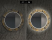 Round Backlit Decorative Mirror LED For The Dining Room - Golden Leaves #6