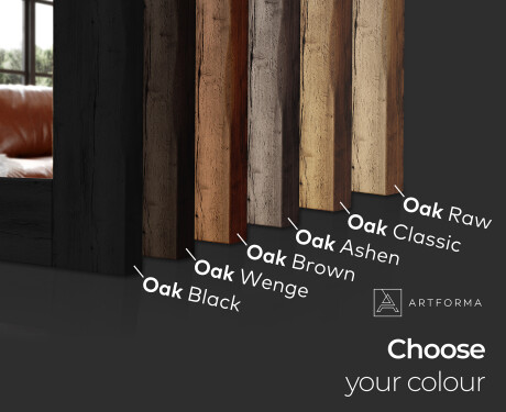 Vertical oak wooden illuminated mirror with rectangular frame and LED light L225 #3