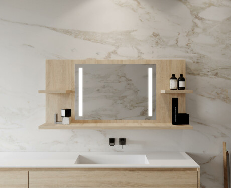 Bathroom led illuminated mirror with shelves L02 #10