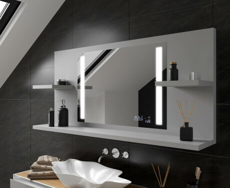 Bathroom led illuminated mirror with shelves L02 #11