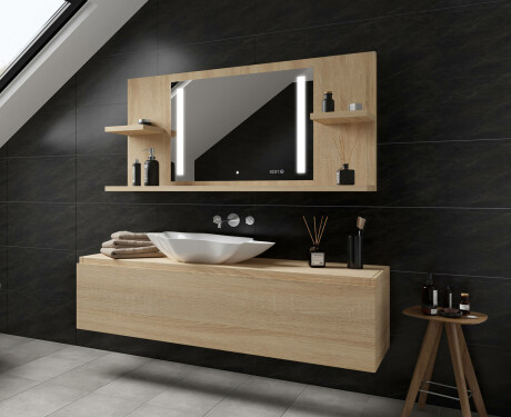 Bathroom led illuminated mirror with shelves L02 #12