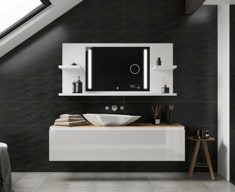 Bathroom led illuminated mirror with shelves L02 #2