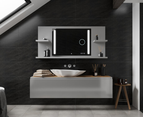 Bathroom led illuminated mirror with shelves L02 #3