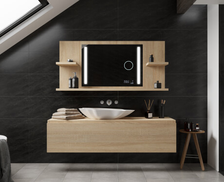 Bathroom led illuminated mirror with shelves L02 #4