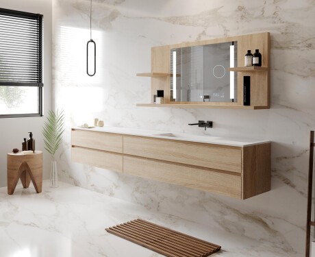 Bathroom led illuminated mirror with shelves L02 #5