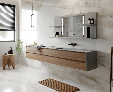 Bathroom led illuminated mirror with shelves L02 #8