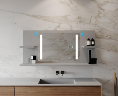 Bathroom led illuminated mirror with shelves L02 #9