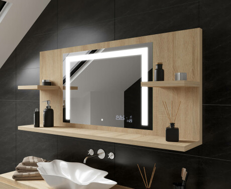 Bathroom led illuminated mirror with shelves L11 #1