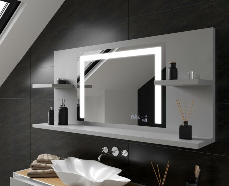 Bathroom led illuminated mirror with shelves L11 #11
