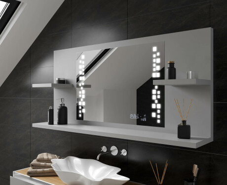 Bathroom led illuminated mirror with shelves L38 #11