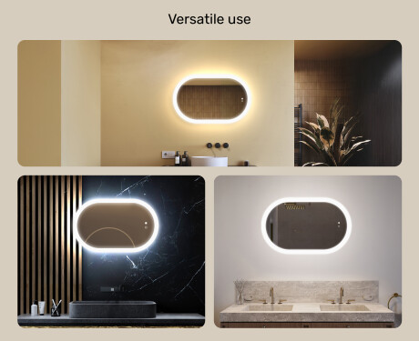 Illuminated bathroom mirror, dual color, touch switch, heating mat #2
