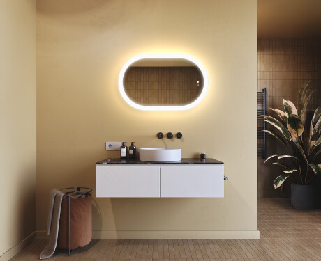 Illuminated bathroom mirror, dual color, touch switch, heating mat #9