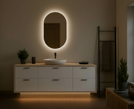 Backlit LED Bathroom Mirror 50x80cm with cool LED color 7000K, warm color 3000K, or neutral color 4500K