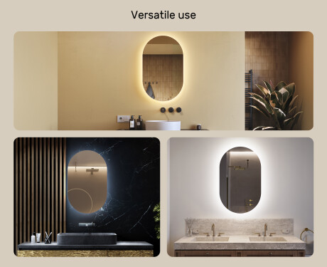 Backlit LED Bathroom Mirror 50x80cm with cool LED color 7000K, warm color 3000K, or neutral color 4500K #2