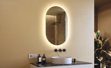 Backlit LED Bathroom Mirror 50x80cm with cool LED color 7000K, warm color 3000K, or neutral color 4500K