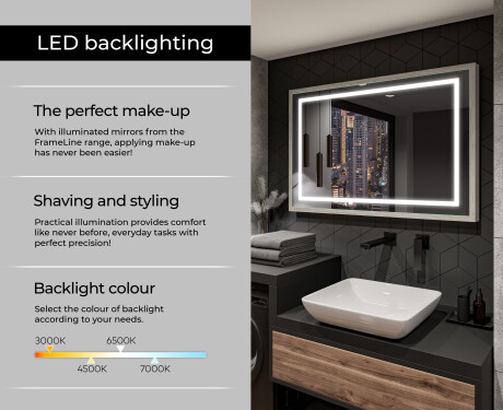 Rectangular Bathroom Mirror With LED Light FrameLine L15 #4