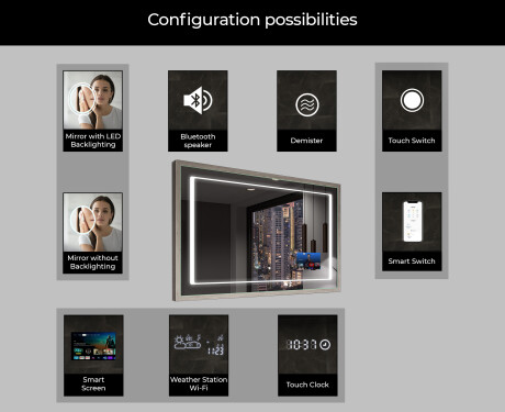 Rectangular Bathroom Mirror With LED Light FrameLine L61 #7