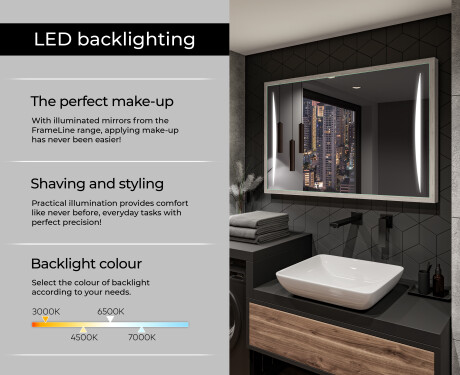 Rectangular Bathroom Mirror With LED Light FrameLine L135 #4