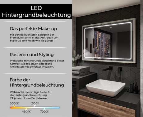 Rectangular Bathroom Mirror With LED Light FrameLine L137 #4
