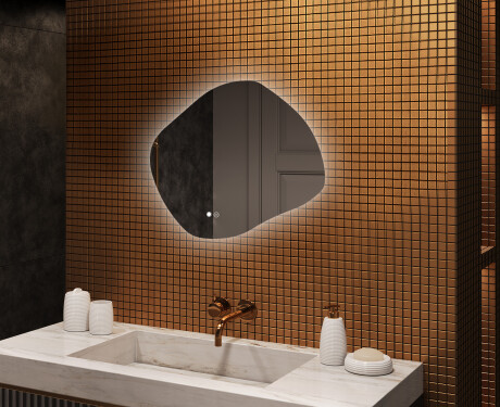 Bathroom mirror with lighting, dual color, touch switch, heating mat