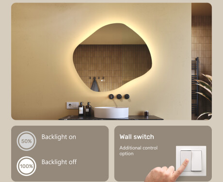 Bathroom mirror with lighting, dual color, touch switch, heating mat #4