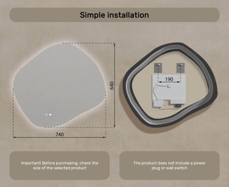 Bathroom mirror with lighting, dual color, touch switch, heating mat #8