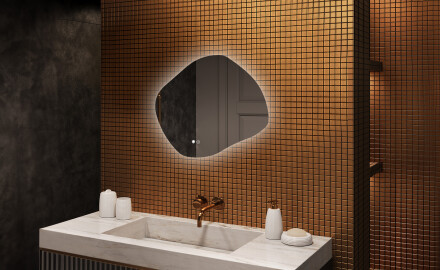 Bathroom mirror with lighting, dual color, touch switch, heating mat