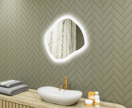 Bathroom mirror with lighting, dual-color light, touch switch, heating pad