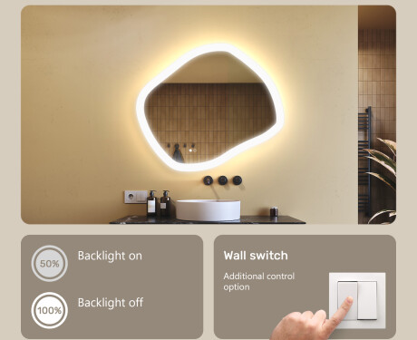 Bathroom mirror with lighting, dual-color light, touch switch, heating pad #4