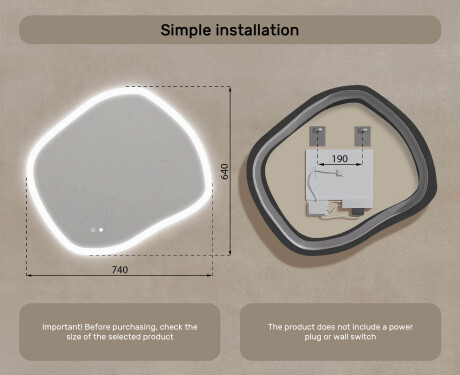 Bathroom mirror with lighting, dual-color light, touch switch, heating pad #8