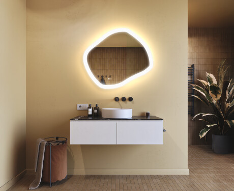 Bathroom mirror with lighting, dual-color light, touch switch, heating pad #9