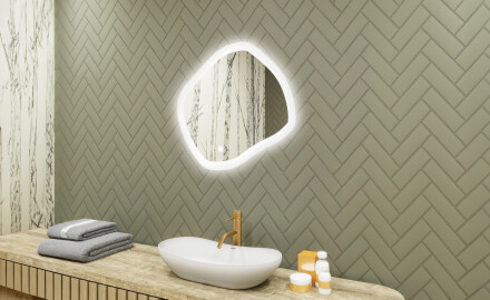 Bathroom mirror with lighting, dual-color light, touch switch, heating pad
