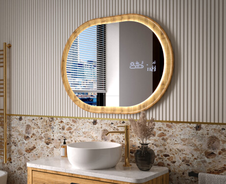 Oval mirror in an oak frame with LED lighting #9