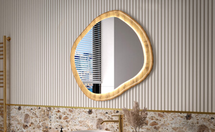 Decorative mirror in an oak frame with LED lighting