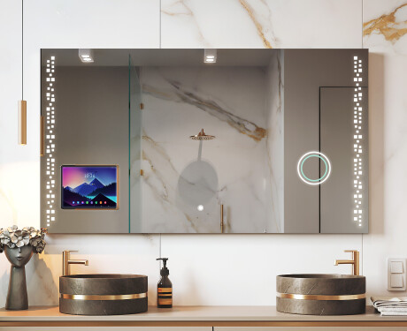 Modern LED Mirror with iPad Displine L38 Frame