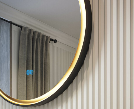 Round mirror in a metal frame with LED lighting #2