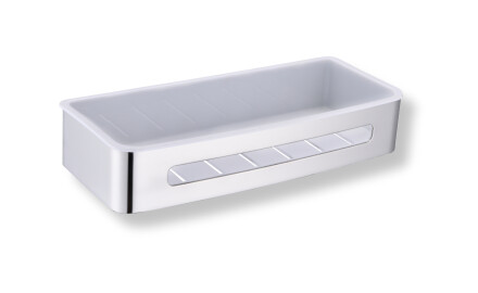 Ciseán 29x12x5.5 / cruach snasta / ionsáite plaisteach bán