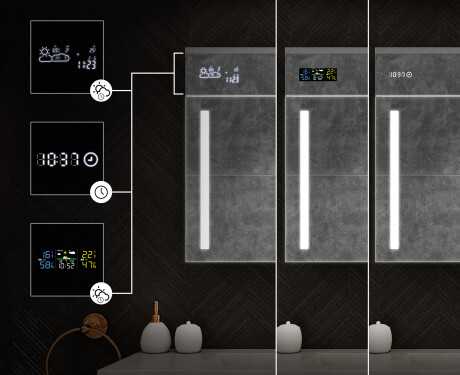 Bathroom cabinet with LED mirror L02 Emily 66.5 x 72 cm in Oslo Oak color #4