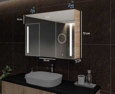 Wall-mounted bathroom cabinet with LED mirror L02 Emily 100 x 72 cm in San Marino color #10
