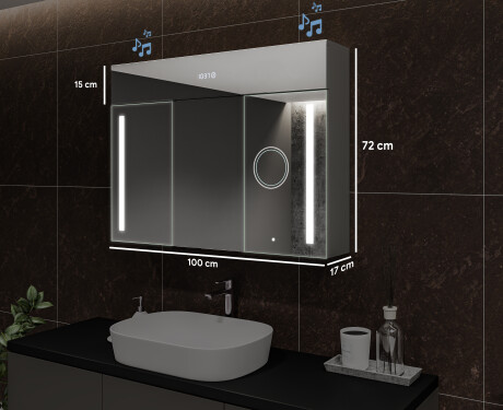 Wall-mounted bathroom cabinet with LED mirror L02 Emily 100 x 72 cm in San Marino color #2