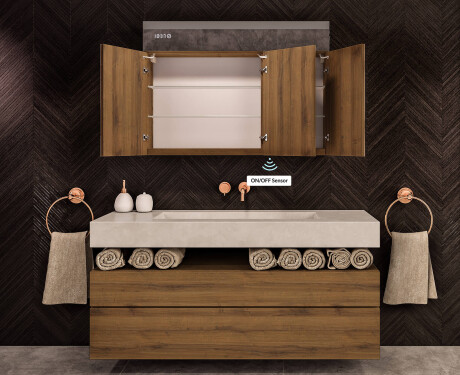 Wall-mounted bathroom cabinet with LED mirror L02 Emily 100 x 72 cm in San Marino color #8