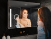 Wall-mounted bathroom cabinet with LED mirror L02 Emily 100 x 72 cm in Oslo Oak color #9